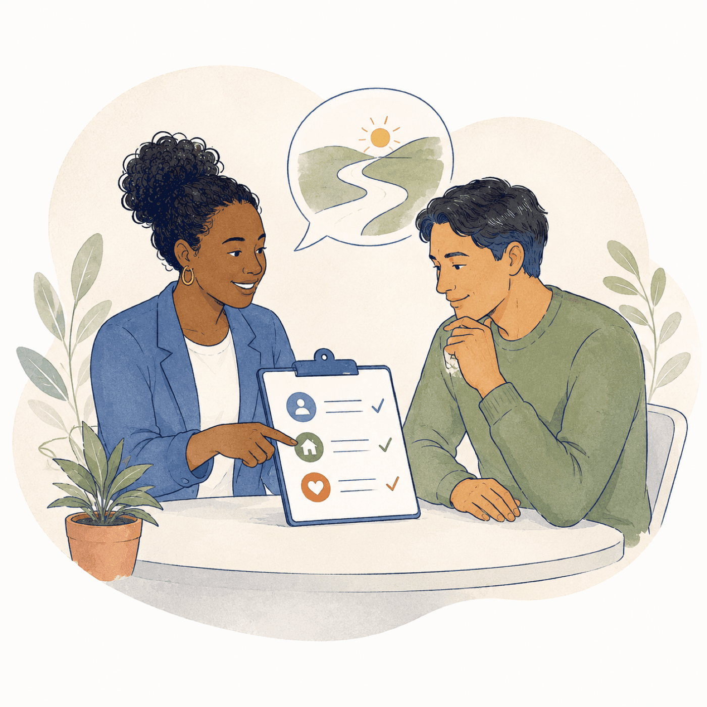 Illustration of a guided partner consultation