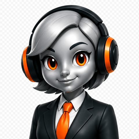 Wilma, the Expungement.ai filing guide: a friendly headset-wearing character in a dark suit and orange tie.